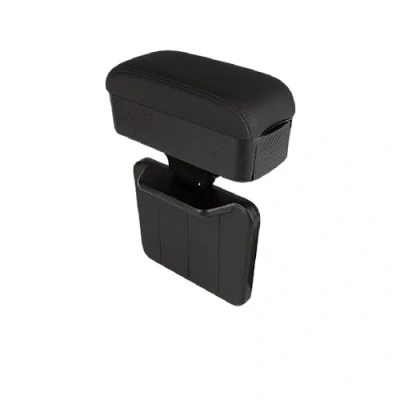 Image of Qirc Car Armrest Box Protector Center Console Extender Elbow and Forearm Wrist Support Adjustable Height Comfort Pad Universal (Black with cup holders)