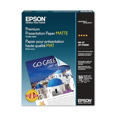 Image of Epson Premium Presentation Paper Matte (8.5x11 Inches, Double Sided, 50 Sheets) (S041568)