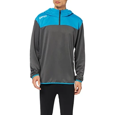 Image of Kempa Men&#039;s Emotion 2.0 Quarter Zip Hoody Sweatshirt, Anthracite Blue, S