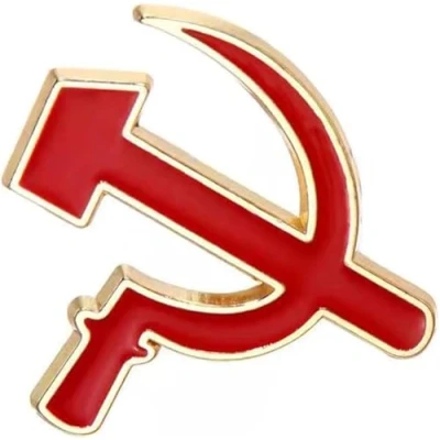 Image of Communist Enamel Pin Sickle Hammer Logo Brooch Badge Lapel Vintage Creative Soviet Union Russia Gifts Clothes Party Backpack Decor