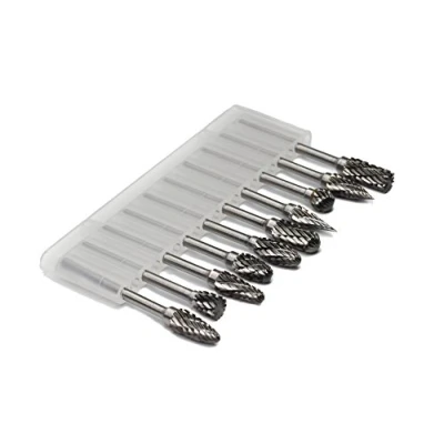 Image of YUFUTOL Carbide Burr Set 10pcs Double Cut Solid Rotary Burrs 3mm(0.118&#039;&#039;) Shank Fits Die Grinder Drill for Woodworkingdrilling Metal Carving Engraving Polishing