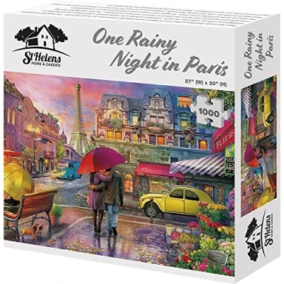 Image of 1000 Piece Jigsaw Puzzle One Rainy Night in Paris Hours of fun for all the family, improve hand eye coordination, memory and logical thinking