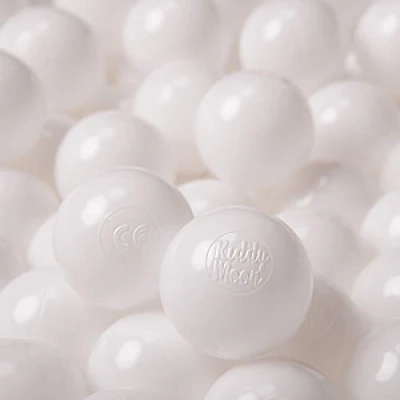 Image of KiddyMoon Soft Plastic Play Balls For Children 200 Balls/6Cm 2.36In Colourful Made In EU, White