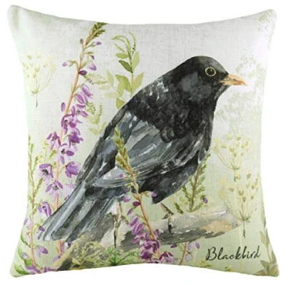 Image of Evans Lichfield Blackbird Cushion Cover, Multi, 43 x 43cm