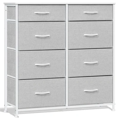 Image of WOLTU Drawers Dresser, Fabric Storage Drawer Unit with 8 Drawers, Organiser for Bedroom, Playroom, Closet, Living Room, Light Grey+White Metal Frame, SSK006hgws UK