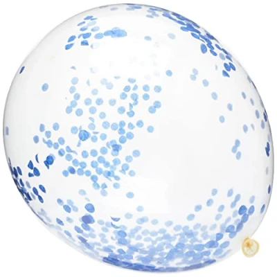 Image of Royal Blue Confetti Clear Latex Balloons (30cm) Pack of 6 Transparent Premium Latex, Perfect for Parties &amp; Celebrations