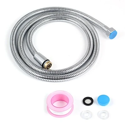 Image of Shower Hose, GWCLEO 1.5m Stainless Steel Tube with Double Interlock Solid Brass Connectors, Anti Kink Leak Proof and Burst Flexible Bathroom Hose Chrome Plated