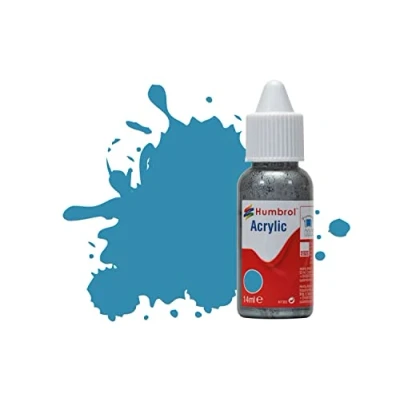 Image of Humbrol Model Paint DB0048 No 48 Mediterranean Blue Gloss (14ml), Acrylic Paints for Models, Plastic, Metal, Wood, Glass, Ceramics and More, Touch Up Hobby Bottle Craft