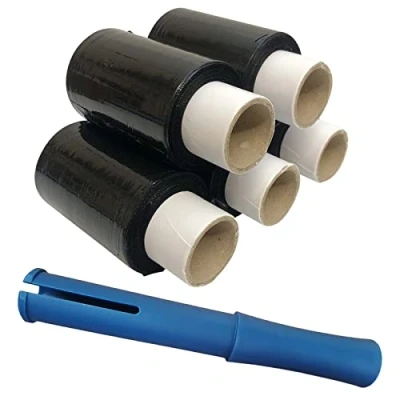 Image of Edenpack 5 x Black Mini Pallet Stretch Wrap with Dispenser Cling Film Refill Rolls 100mm 150M Moving Supplies Box Shipment Wrapping