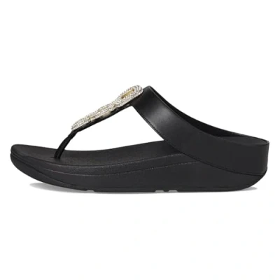Image of Fino Crystal Chain Toe Post Leather Women&#039;s Slip On Sandals