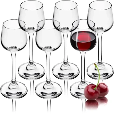 Image of KADAX Vodka Glasses, Liqueur Glasses with Long Stem, Transparent for Vodka, Sherry, Tequila, Fancy Shot Social Gatherings (Set of 6, 60ml)