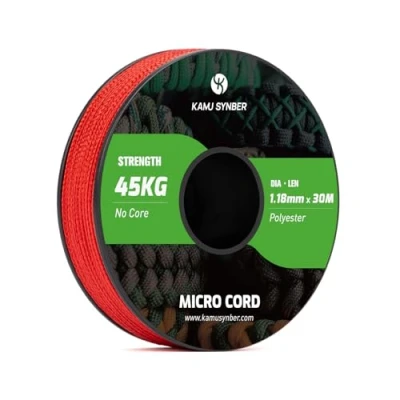 Image of Kamu Synber Micro Cord 1.18mm Paracord Braided Rope 30m Spool for Bracelet, Crafting, Jewelry Making, Key Chains Support 45kg Red