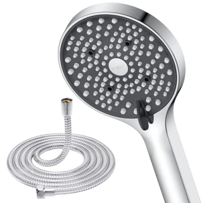 Image of YEAUPE Shower Head and Hose 1.8M 130mm Large Powerful Flow High Pressure 6 Modes Boosting Handheld Showerhead for Low Water Electric Head,Chrome
