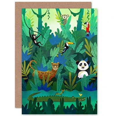 Image of Wee Blue Coo Jungle Animals Amazon Greetings Card