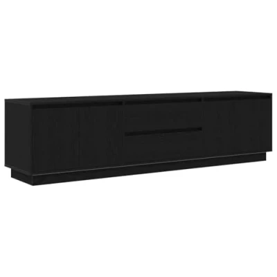 Image of vidaXL TV Stand with LED Lights Black Oak 193.5 x 41 50 cm, Cabinet, Hi Fi Stand, Multimedia Cabinet