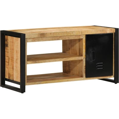 Image of vidaXL Shoe Bench 100x40x50 cm Solid Wood Rough Mango