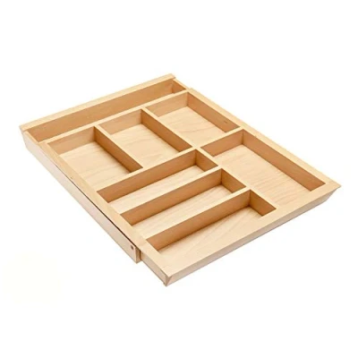 Image of GTV Extendable Cutlery Tray Insert Beech Wood Adjustable Kitchen Drawer Organiser Width 512 950 mm/Depth 424 mm