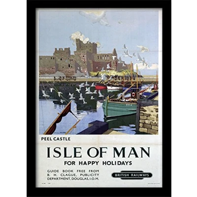 Image of Pyramid International Isle of Man Peel Castle Memorabilia Canvas Print, Multi Colour, 30 x 40 cm