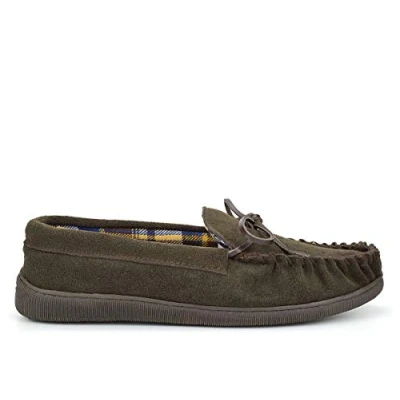 Image of Sleepers Mens Adie Real Suede Moccasin Slippers (11 UK) (Brown)