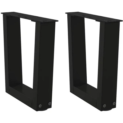 Image of vidaXL Dining Table Legs V Shape Black 30x30 31.3 cm Powder Coated Steel with Adjustable Levellers Room/Office