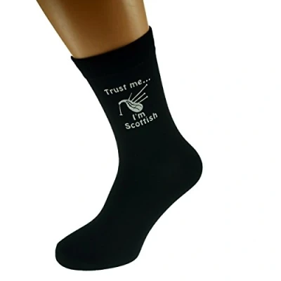 Image of GTR Prestige Giftware Trust me I&#039;m Scottish Image Mens Black Novelty Socks UK Size 5 12