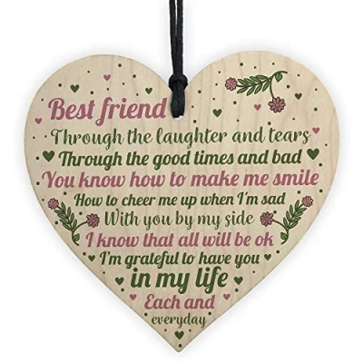 Image of RED OCEAN Friendship Sign Best Friend Plaque Gift Shabby Chic Wooden Heart Thank You Keepsake
