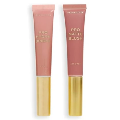 Image of Revolution Pro, Blush Duo, Matte Or Glowy Finish, Highly Pigmented &amp; Blendable With Sponge Applicator, Vegan Cruelty Free, Pink, 12 15ml
