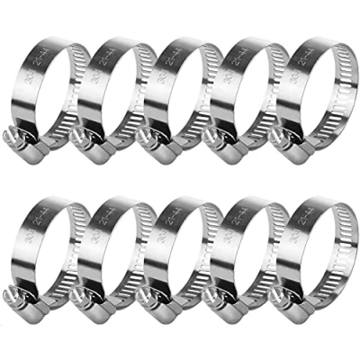Image of 10 Pack Hose Clips 21 44 mm Jubilee Metal Clamp Adjustable Ducting Clamps for Securing Hoses and Pipes Tube
