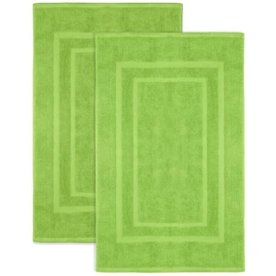 Image of NatureMark Pack of 2 Terry Towelling Bath Mats, 50 x 80 cm, 100% Cotton, Apple Green