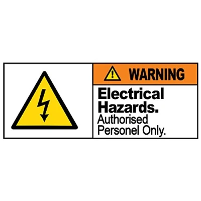 Image of 2 x Warning ELECTRICAL HAZARD Sign Removable Self Adhesive Waterproof Durable Vinyl Label Sticker 225mm 106mm