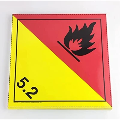 Image of Class 5.2 Organic Peroxide Placards 250mm Pack of 10 Self Adhesive Warning Diamond Labels Stickers
