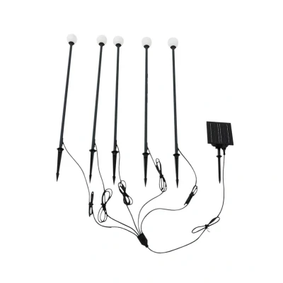 Image of Lindby LED solar light Freydis, set of 5, black, 2,000 K