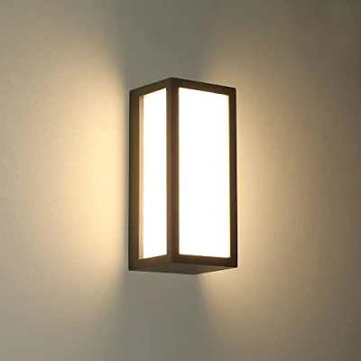 Image of HLFVLITE LED Outside Wall Light, Aluminum Outdoor Lamp Exterior Sconce, IP54 Waterproof, 870LM 3000K Warm White, Anthracite Gray