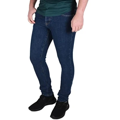 Image of True Face Men&#039;s Skinny Jeans Stretch Fit Denim Trousers with Button Fly, Multi Pocket Design, Casual Wear for Men UK Stone Wash 32W / 32L