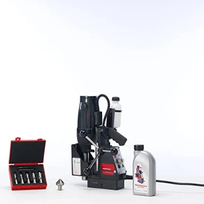 Image of Rotabroach Magnetic Metal Drilling Machine Bundle Rotabroach&#039;s Commando 40/1 (110v) 1100W (6 Speed) Electric Mag Drill Press Includes 7 Piece Annular Cutter Kit, Countersink &amp; Cutting Lubricant