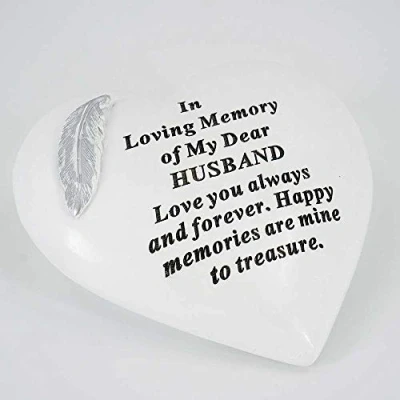 Image of Special Husband Graveside Memorial Feather Heart Grave Plaque Ornament Decoration
