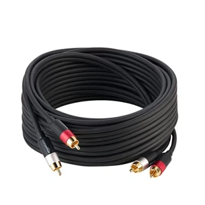 Image of Amazon Basics 2 RCA Male to Audio Cable, 7.5 m, Black