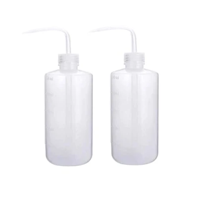 Image of 500ml Plastic Safety Wash Bottle, Transparent White Lab Squeeze Bottle with Narrow Mouth and Scale Labels, Squirt For Plant Flower Succulent Watering 2 Packs