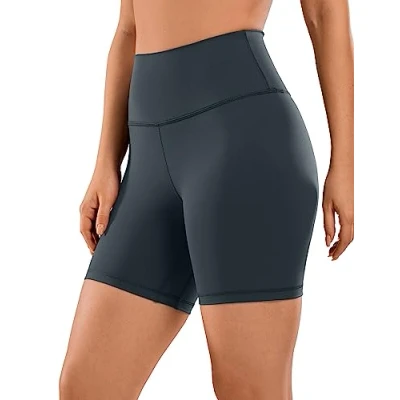 Image of CRZ Yoga Women&#039;s Naked Feeling 6&#039;&#039; Gym Shorts High Waisted Cycling Workout Running Spandex Melanite 10