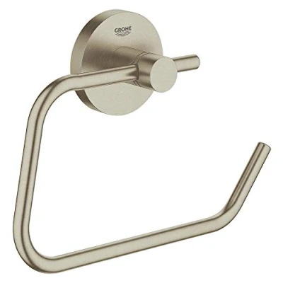 Image of GROHE Essentials Toilet Paper Holder, German Engineered, Metal in Brushed Nickel and with Concealed Fastening, 40689EN1