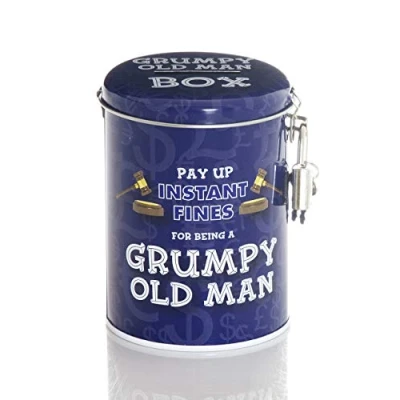 Image of Boxer Gifts BB6006 Grumpy Old Man Instant Padlock Novelty Money Saver Fine Tin for Husband, Dad, Grandad Funny Secret Santa Gift, Blue