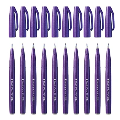 Image of Pentel Brush Sign Pen Violet (Pack of 10), SES15C V