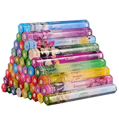 Image of Flute Incense Sticks Various Fragrances 12 Packs Total 240 Sticks(12 x 20 Sticks) Best for Meditation,Yoga,Aroma Therapy, Relaxation