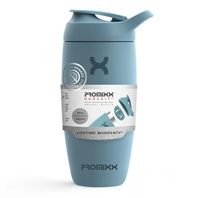 Image of Promixx Pursuit Shaker Bottle Insulated Stainless Steel Water and Blender Cup, 550ml, Ocean Calm Blue