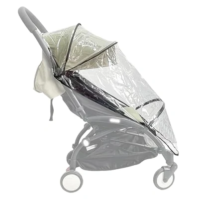 Image of Brogtorl EVA Waterproof Rain Cover, Transparent/Green, for Babyzen YOYO Stroller