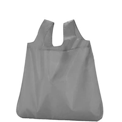Image of fiXte Reusable Fold Away Shopping Bag Eco Friendly Foldable Travel Grocery Carrier with Carry Pouch and Clip (Grey)