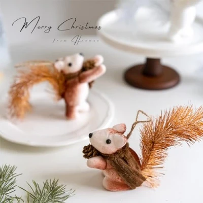 Image of Aizuoni Christmas Squirrel Ornament Simulation Tree Decorations Window, Holiday, Pet Animal Favors