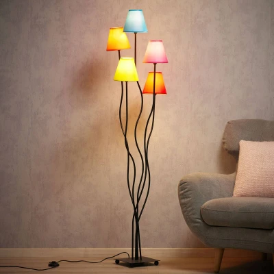 Image of Näve Colori fabric floor lamp 5 bulb colourful