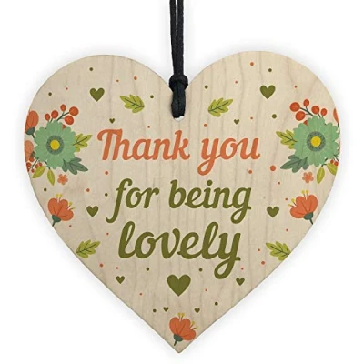 Image of RED OCEAN Thank You For Being Lovely Wood Heart Teacher Volunteer Friend Gift