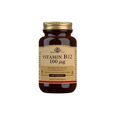 Image of Solgar Vitamin 100 µg B12 Tablets Pack of Easy to take form For healthy nervous system, heart and mind Red Blood Cell Formation Vegan